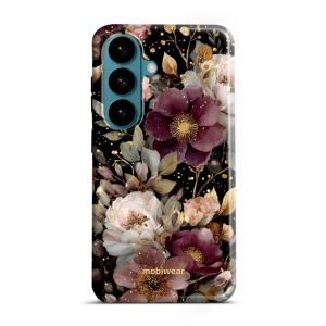 Odolný kryt na mobil Samsung Galaxy S26 - Mobiwear Elite Pro E169E, zlatavé kvítky