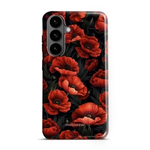 Odolný kryt na mobil Samsung Galaxy S26 Plus - Mobiwear Elite Pro EP45E, temné červené květy