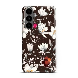 Odolný kryt na mobil Samsung Galaxy S26 Plus - Mobiwear Elite Pro EP72E, květy na hnědé
