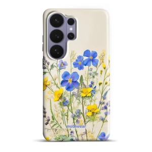 Odolný kryt na mobil Samsung Galaxy S26 Ultra - Mobiwear Elite Pro EP41E, modré a žluté kvítky