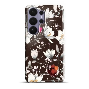 Odolný kryt na mobil Samsung Galaxy S26 Ultra - Mobiwear Elite Pro EP72E, květy na hnědé