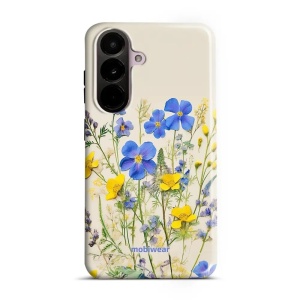 Odolný kryt na mobil Samsung Galaxy A37 5G - Mobiwear Elite Pro EP41E, modré a žluté kvítky