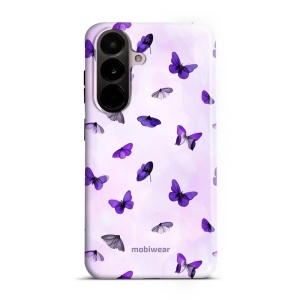 Odolný kryt na mobil Samsung Galaxy A37 5G - Mobiwear Elite Pro EP77E, fialoví motýlci