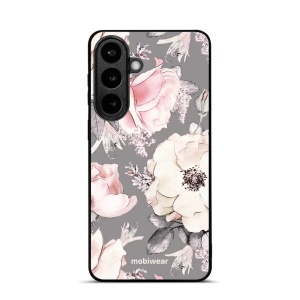 Lesklý kryt na mobil Samsung Galaxy S26 Plus - Mobiwear Glossy G034G, květy na šedém pozadí