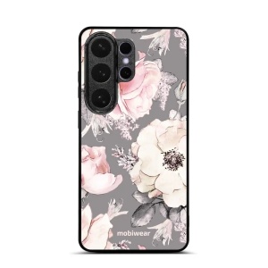 Lesklý kryt na mobil Samsung Galaxy S26 Ultra - Mobiwear Glossy G034G, květy na šedém pozadí