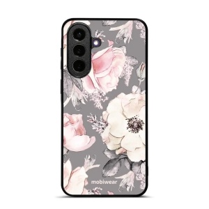 Lesklý kryt na mobil Samsung Galaxy A57 5G - Mobiwear Glossy G034G, květy na šedém pozadí
