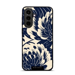 Lesklý kryt na mobil Samsung Galaxy A57 5G - Mobiwear Glossy GA40G, modré a béžové květy