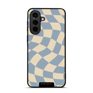 Lesklý kryt na mobil Samsung Galaxy A57 5G - Mobiwear Glossy GA59G, modrá a béžová šachovnice