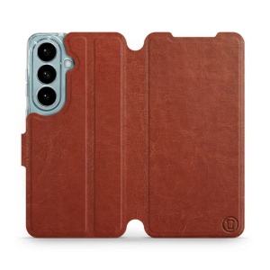 Flip pouzdro Mobiwear na mobil Samsung Galaxy S26 - hnědé a šedé