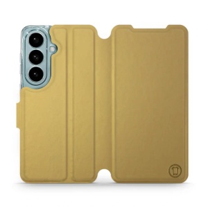 Flip pouzdro Mobiwear na mobil Samsung Galaxy S26 - zlatavé a šedé