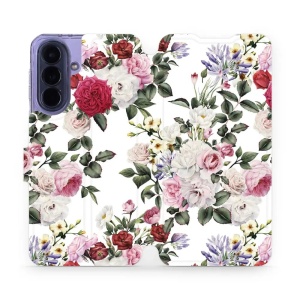 Flip pouzdro Mobiwear na mobil Samsung Galaxy A57 5G - MD01S, růže na bílé