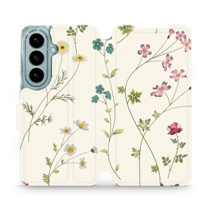 Flip pouzdro Mobiwear na mobil Samsung Galaxy S26 - MD03S, tenké rostlinky s květy