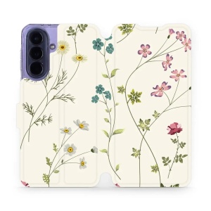 Flip pouzdro Mobiwear na mobil Samsung Galaxy A57 5G - MD03S, tenké rostlinky s květy