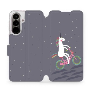 Flip pouzdro Mobiwear na mobil Samsung Galaxy A37 5G - V024P, jednorožec na kole