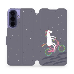 Flip pouzdro Mobiwear na mobil Samsung Galaxy A57 5G - V024P, jednorožec na kole