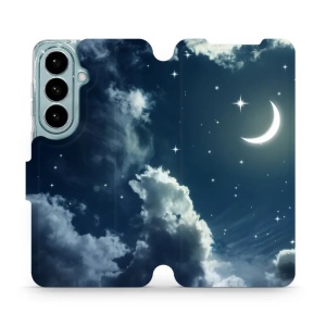 Flip pouzdro Mobiwear na mobil Samsung Galaxy S26 - V145P, noční obloha s měsícem
