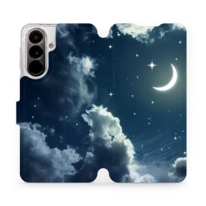 Flip pouzdro Mobiwear na mobil Samsung Galaxy A37 5G - V145P, noční obloha s měsícem