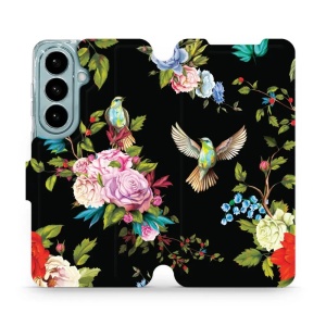 Flip pouzdro Mobiwear na mobil Samsung Galaxy S26 - VD09S, ptáčci a květy