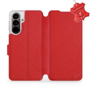 Kožené flip pouzdro Mobiwear na mobil Samsung Galaxy A37 5G - červené
