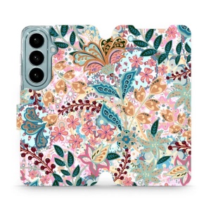 Flip pouzdro Mobiwear na mobil Samsung Galaxy S26 - MX04S, spletité kvítky a listy