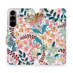 Flip pouzdro Mobiwear na mobil Samsung Galaxy A37 5G - MX04S, spletité kvítky a listy