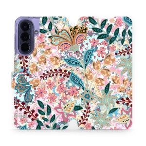 Flip pouzdro Mobiwear na mobil Samsung Galaxy A57 5G - MX04S, spletité kvítky a listy