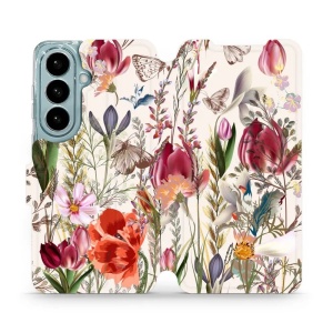 Flip pouzdro Mobiwear na mobil Samsung Galaxy S26 - MP01S, rozkvetlá louka