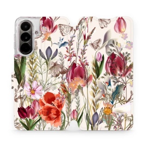 Flip pouzdro Mobiwear na mobil Samsung Galaxy A37 5G - MP01S, rozkvetlá louka