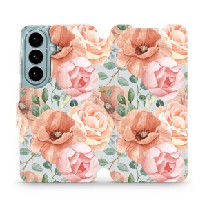 Flip pouzdro Mobiwear na mobil Samsung Galaxy S26 - MP02S, pastelové květy