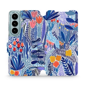 Flip pouzdro Mobiwear na mobil Samsung Galaxy S26 - MP03P, modrá květena