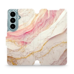 Flip pouzdro Mobiwear na mobil Samsung Galaxy S26 - VP32S, růžový a zlatavý mramor