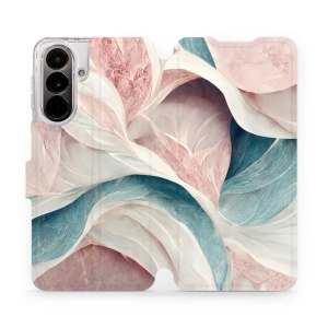 Flip pouzdro Mobiwear na mobil Samsung Galaxy A37 5G - VP33S, růžový a zelenkavý mramor