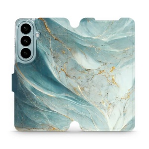 Flip pouzdro Mobiwear na mobil Samsung Galaxy S26 - VP34S, zelenkavý a zlatavý mramor