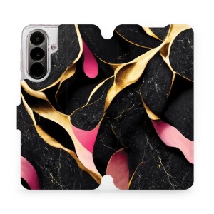 Flip pouzdro Mobiwear na mobil Samsung Galaxy A37 5G - VP35S, černý a zlatavý mramor