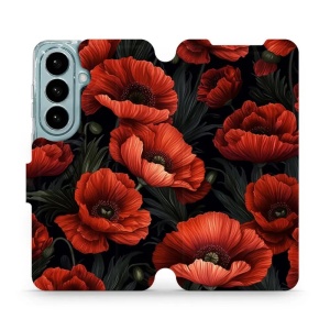 Flip pouzdro Mobiwear na mobil Samsung Galaxy S26 - VP45S, temné červené květy