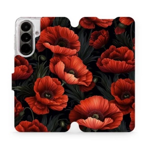 Flip pouzdro Mobiwear na mobil Samsung Galaxy A37 5G - VP45S, temné červené květy