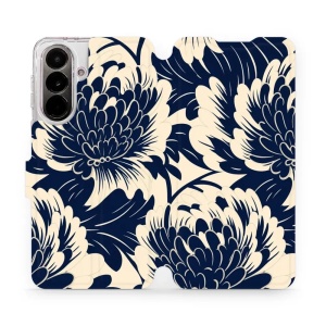Flip pouzdro Mobiwear na mobil Samsung Galaxy A37 5G - VA40S, modré a béžové květy