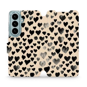 Flip pouzdro Mobiwear na mobil Samsung Galaxy S26 - VA51S, černá srdíčka