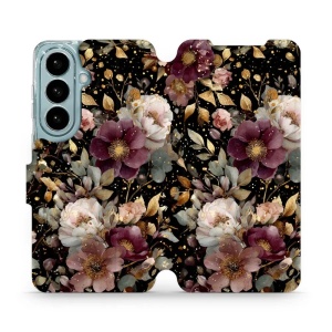 Flip pouzdro Mobiwear na mobil Samsung Galaxy S26 - V169S, zlatavé kvítky