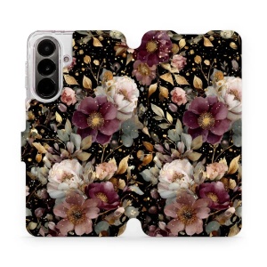 Flip pouzdro Mobiwear na mobil Samsung Galaxy A37 5G - V169S, zlatavé kvítky