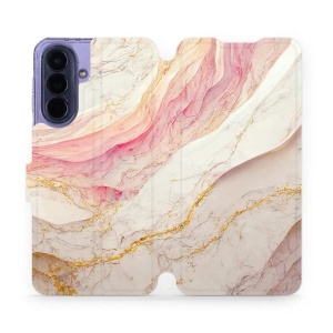 Flip pouzdro Mobiwear na mobil Samsung Galaxy A57 5G - VP32S, růžový a zlatavý mramor