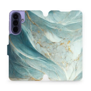 Flip pouzdro Mobiwear na mobil Samsung Galaxy A57 5G - VP34S, zelenkavý a zlatavý mramor