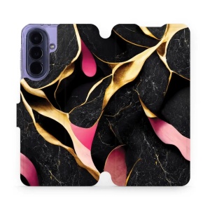 Flip pouzdro Mobiwear na mobil Samsung Galaxy A57 5G - VP35S, černý a zlatavý mramor