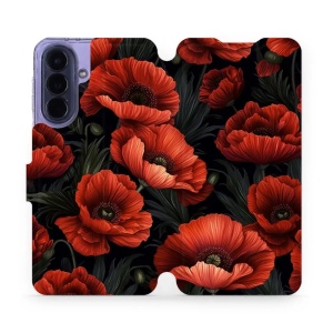 Flip pouzdro Mobiwear na mobil Samsung Galaxy A57 5G - VP45S, temné červené květy