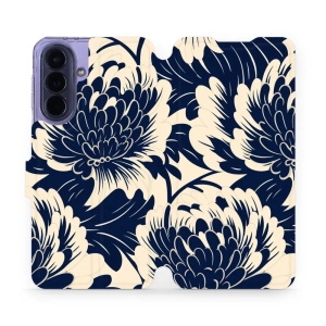 Flip pouzdro Mobiwear na mobil Samsung Galaxy A57 5G - VA40S, modré a béžové květy