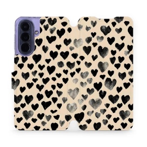 Flip pouzdro Mobiwear na mobil Samsung Galaxy A57 5G - VA51S, černá srdíčka