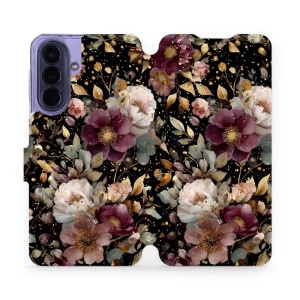 Flip pouzdro Mobiwear na mobil Samsung Galaxy A57 5G - V169S, zlatavé kvítky