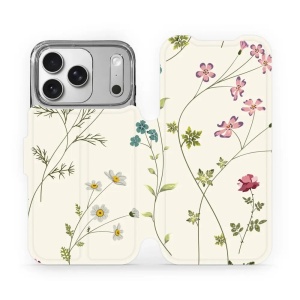 Flipové pouzdro Mobiwear - Apple iPhone 17 Pro - MD03S Tenké rostlinky s květy