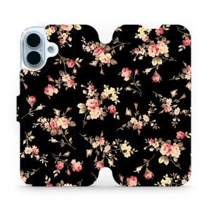 Flipové pouzdro Mobiwear - Apple iPhone 17 - VD02S Květy na černé