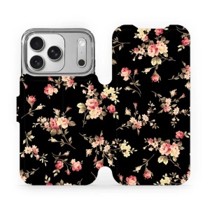 Flipové pouzdro Mobiwear - Apple iPhone 17 Pro - VD02S Květy na černé